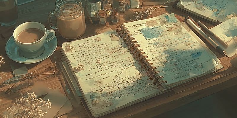 a handwritten notebook page with notes and arrows showing in-progress thinking